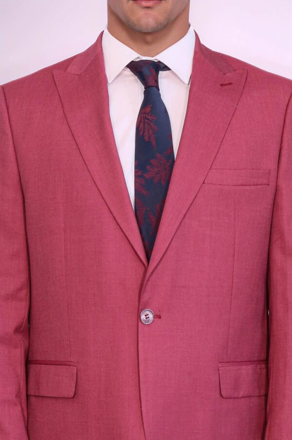 2 Piece Patterned Slim Fit Magenta Men Suit
