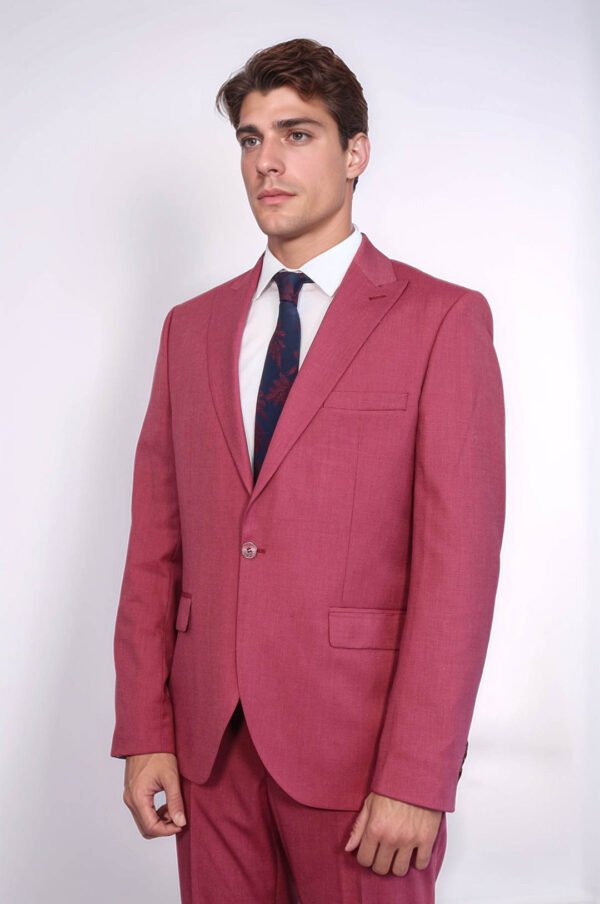 2 Piece Patterned Slim Fit Magenta Men Suit