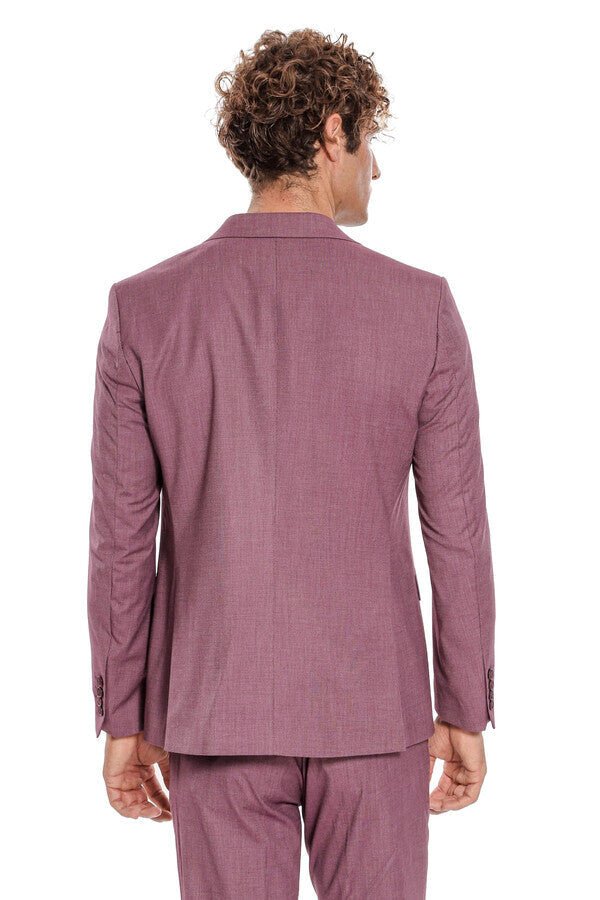 2 Piece Patterned Slim Fit Purple Men Suit