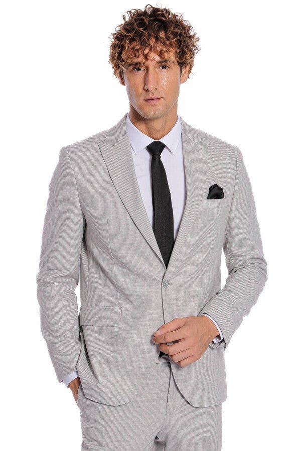 2 Piece Striped Grey Men Suit
