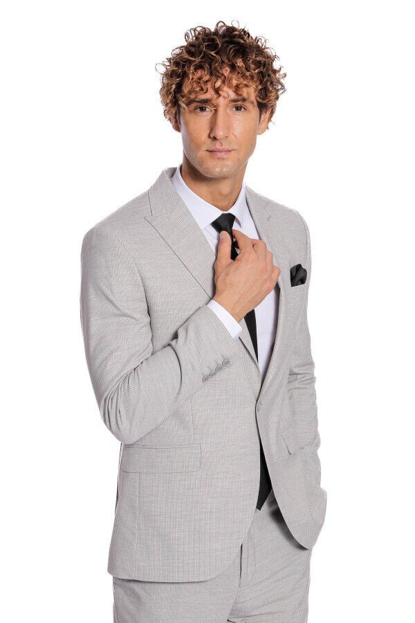 2 Piece Striped Grey Men Suit