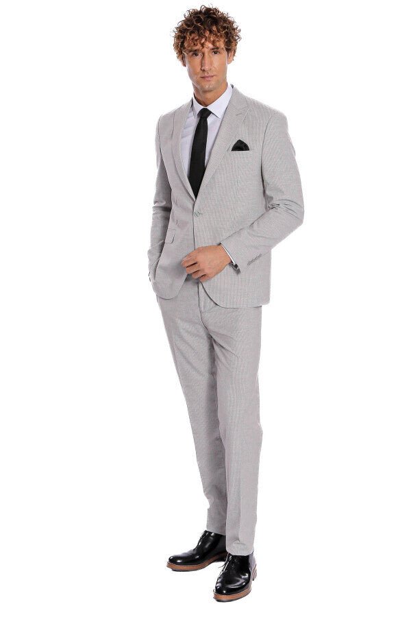 2 Piece Striped Grey Men Suit