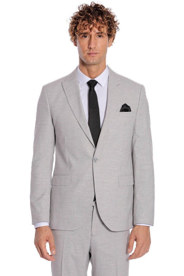 2 Piece Striped Grey Men Suit