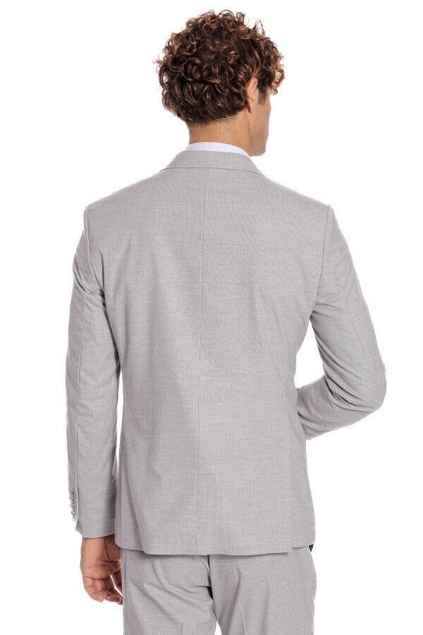 2 Piece Striped Grey Men Suit