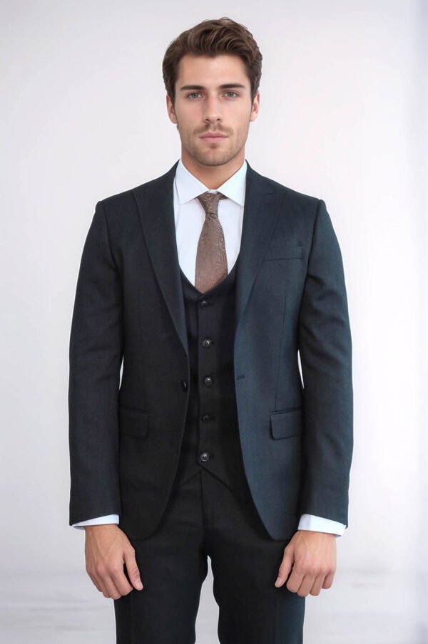3 -Piece Single Button Peak Lapel Anthracite Men Suit