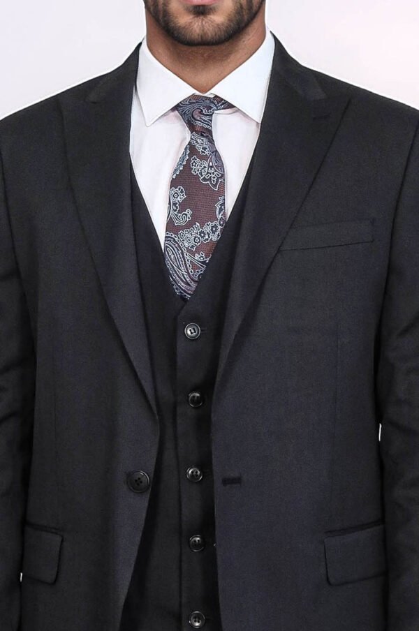 3 -Piece Single Button Peak Lapel Black Men Suit