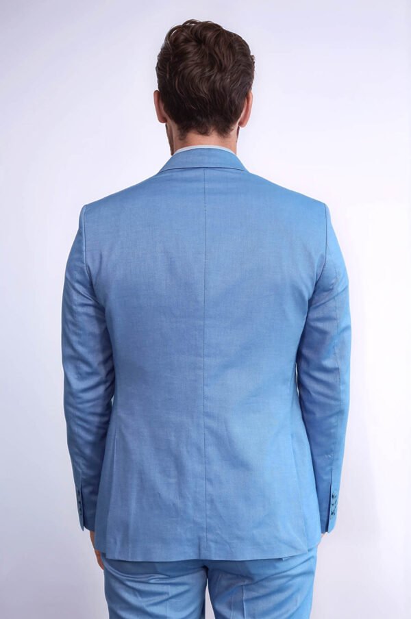 3 -Piece Single Button Peak Lapel Ice Blue Men Suit