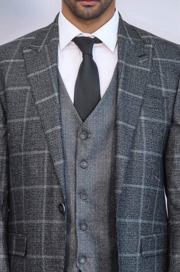 Anthracite Blue Plaid 3 Piece Slim Fit Suit