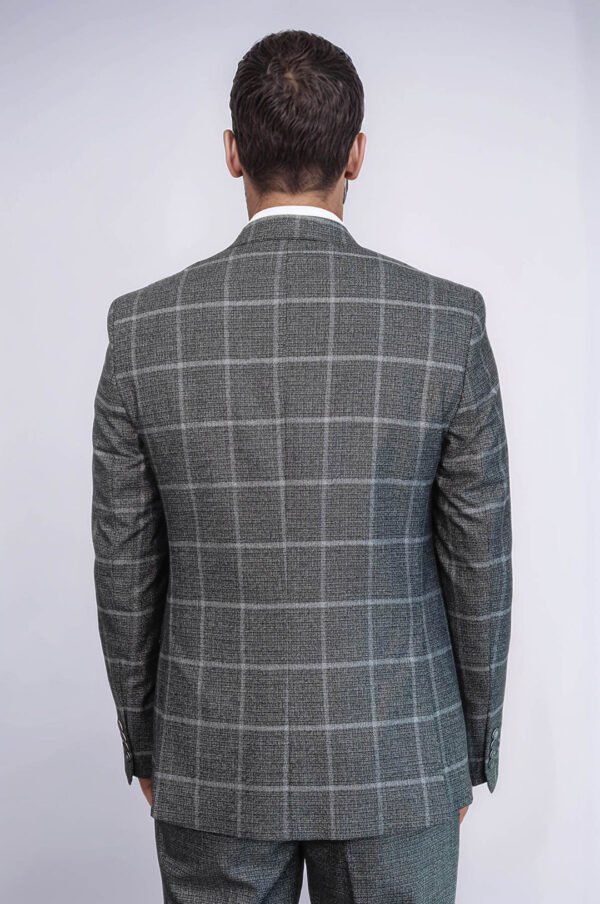 Anthracite Blue Plaid 3 Piece Slim Fit Suit
