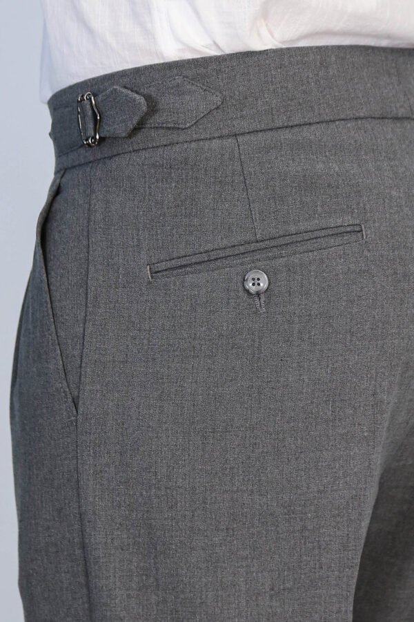 Anthracite Double Pleated Buckled High Waist Slim Fit Trousers