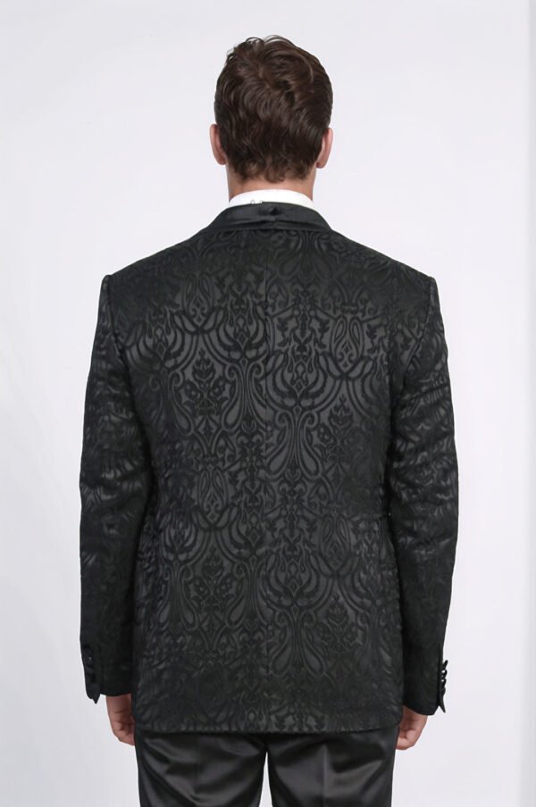 Baroque Patterned Velvet Shawl Collar Vest With Black Tuxedo