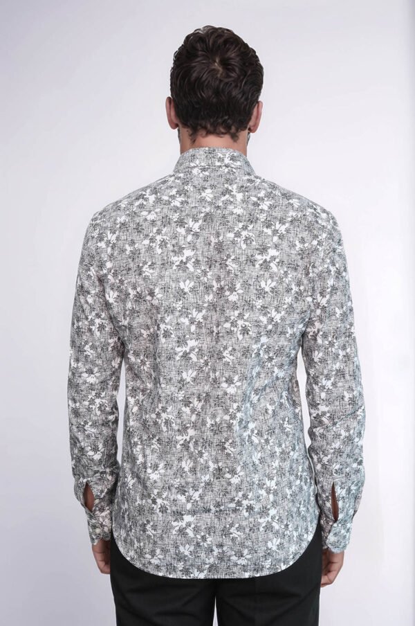 Bloom Patterned Dark Slim Fit Grey Men Shirt