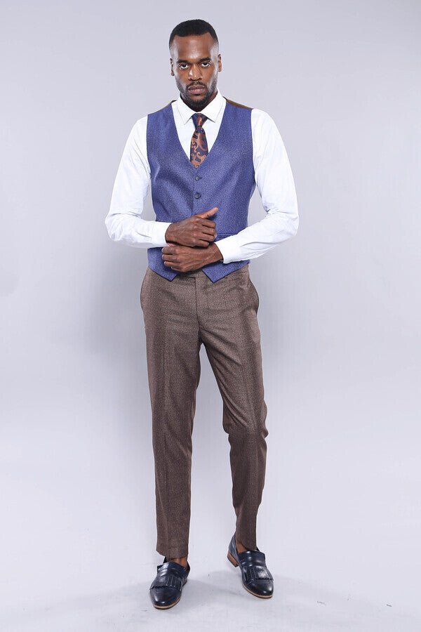 Brown Blue Checked Suit