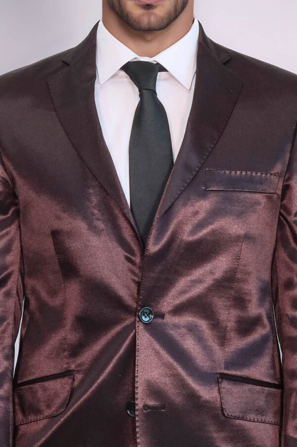 Brown Satin Slim Fit Men’s Suit – Two Piece, Two Button