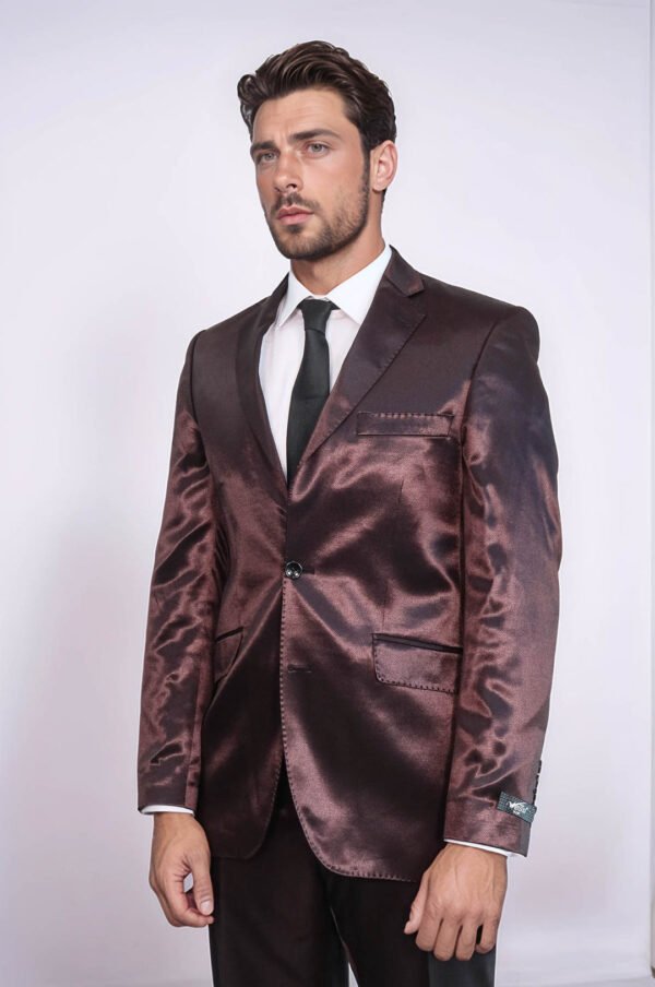 Brown Satin Slim Fit Men’s Suit – Two Piece, Two Button