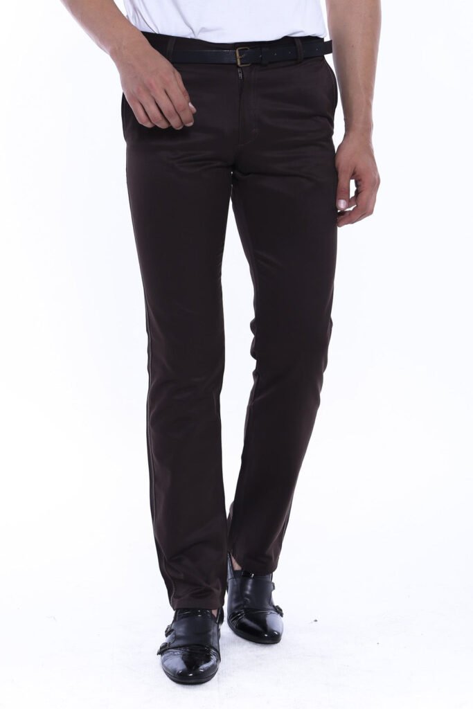 Canvas Pockets Cotton Dark Brown Men Pants