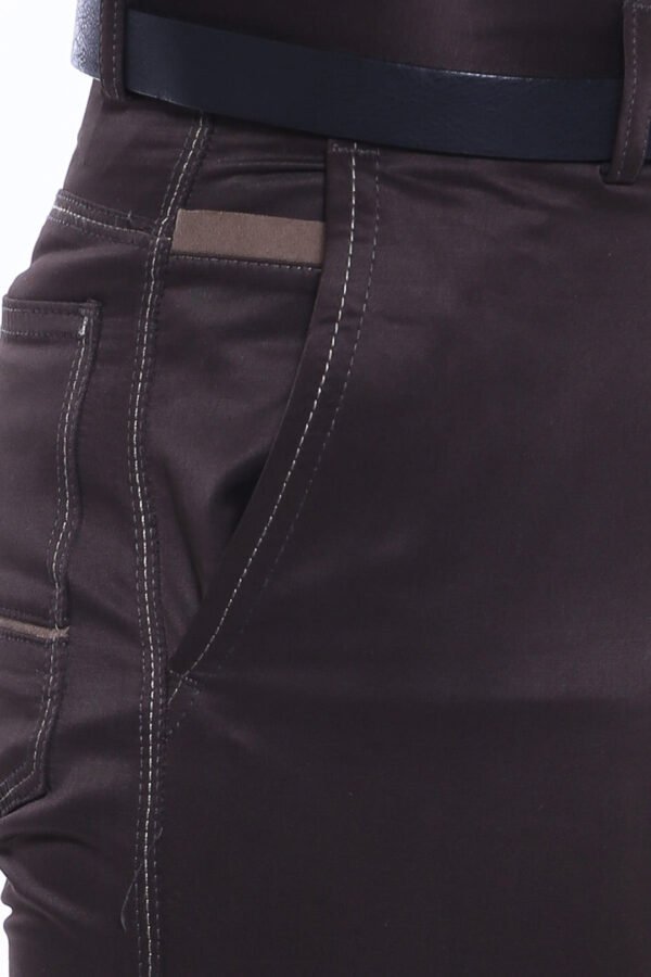 Canvas Pockets Cotton Dark Brown Men Pants