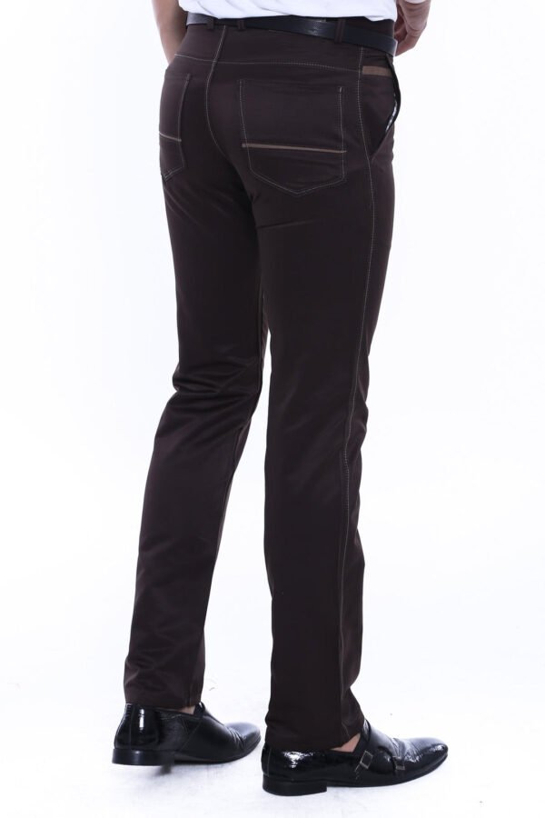 Canvas Pockets Cotton Dark Brown Men Pants