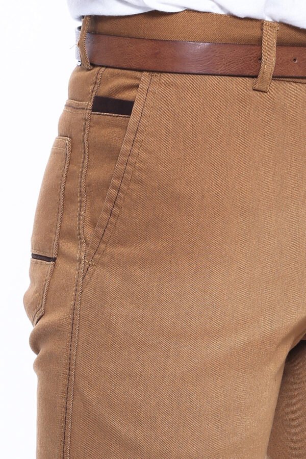 Canvas Pockets Cotton Tan Men Pants