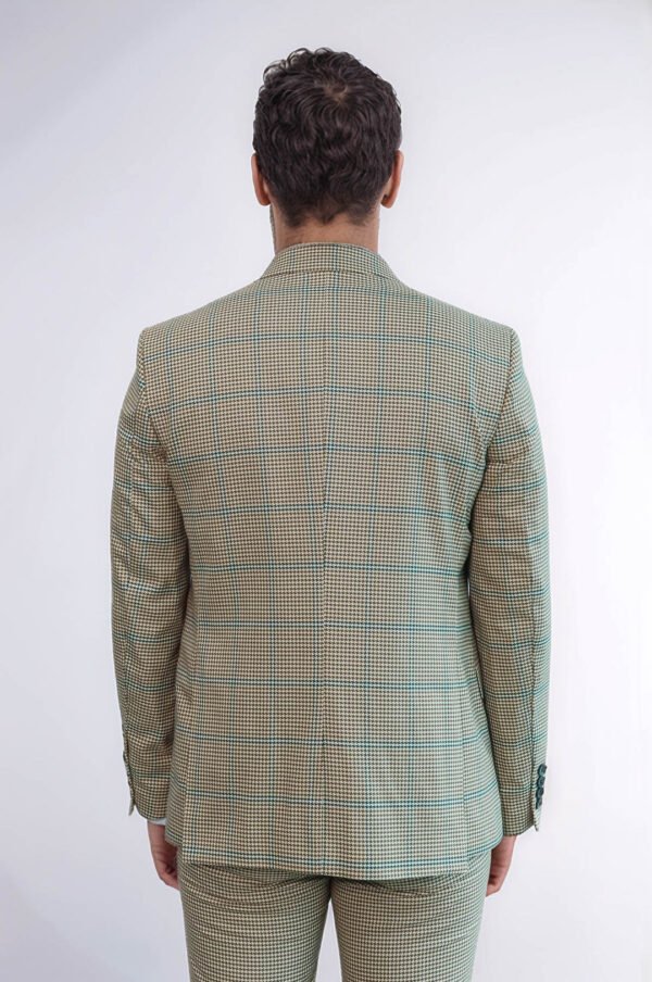 Checked Patterned Slim Fit Beige Men Suit