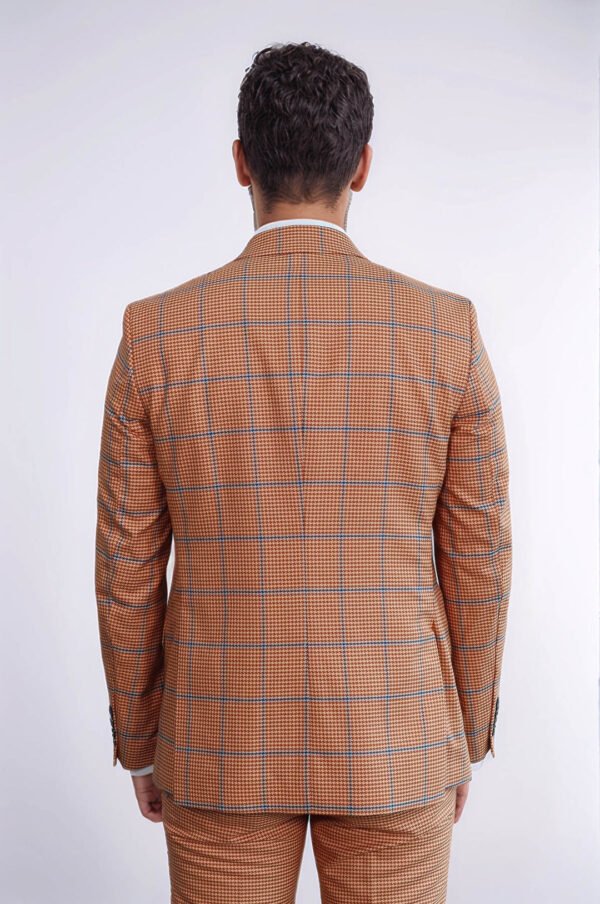 Checked Patterned Slim Fit Orange Men Suit