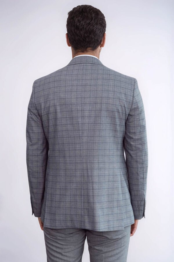 Checked Slim Fit Grey Men Suit