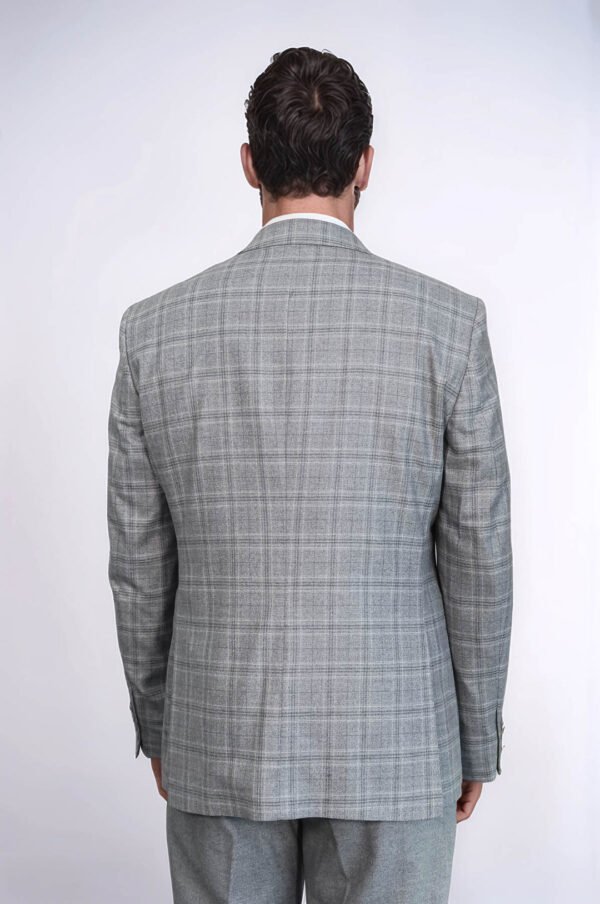 Checked Slim Fit Light Grey Men Suit