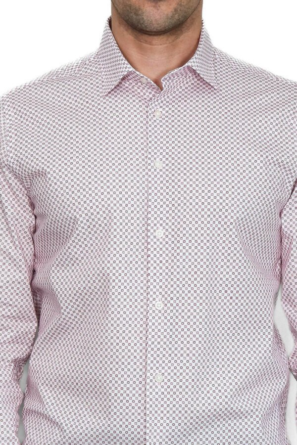 Claret Red Tiny Check Patterned Slim Fit Men Shirt