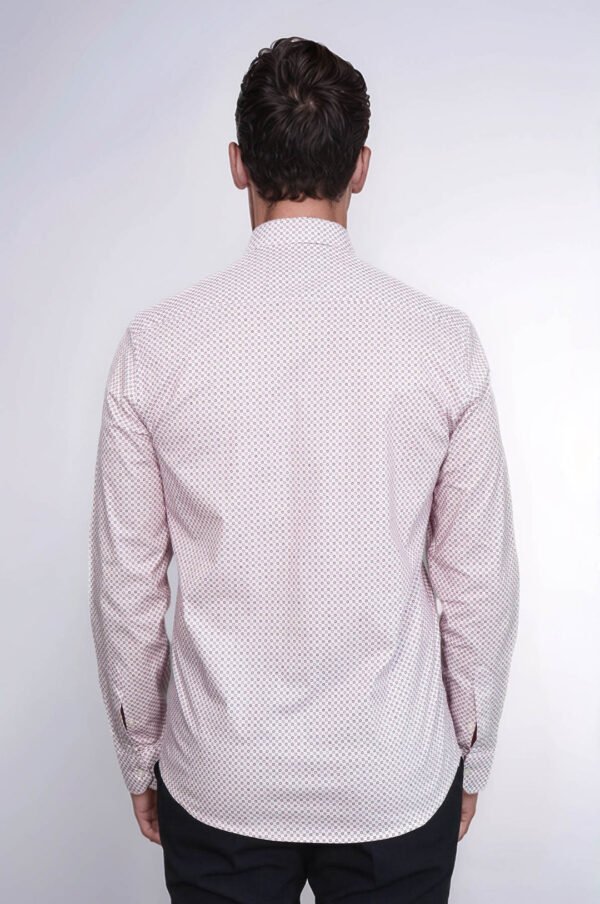 Claret Red Tiny Check Patterned Slim Fit Men Shirt