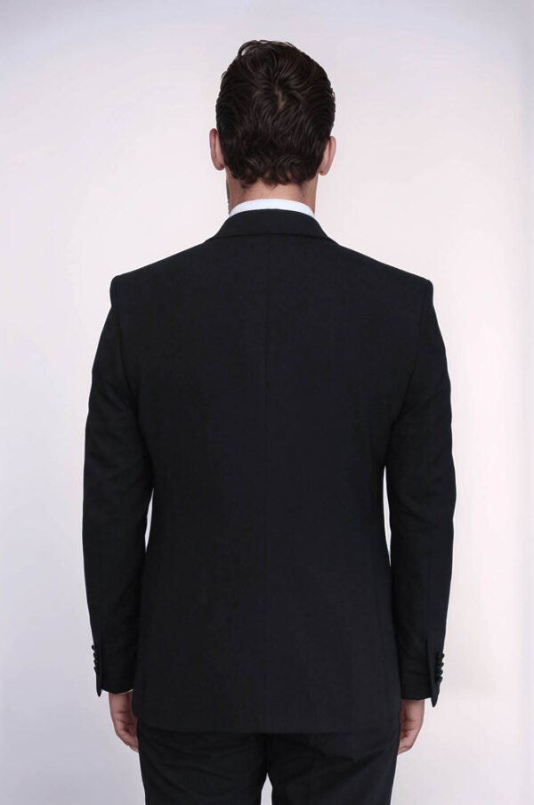 Classic Black Tuxedo Suit with Satin Peak Lapel and Waistcoat