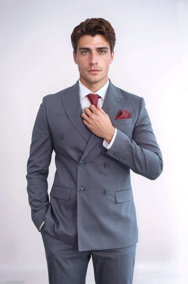 Classic Pinstripe Double Breasted Men's Taupe Suit