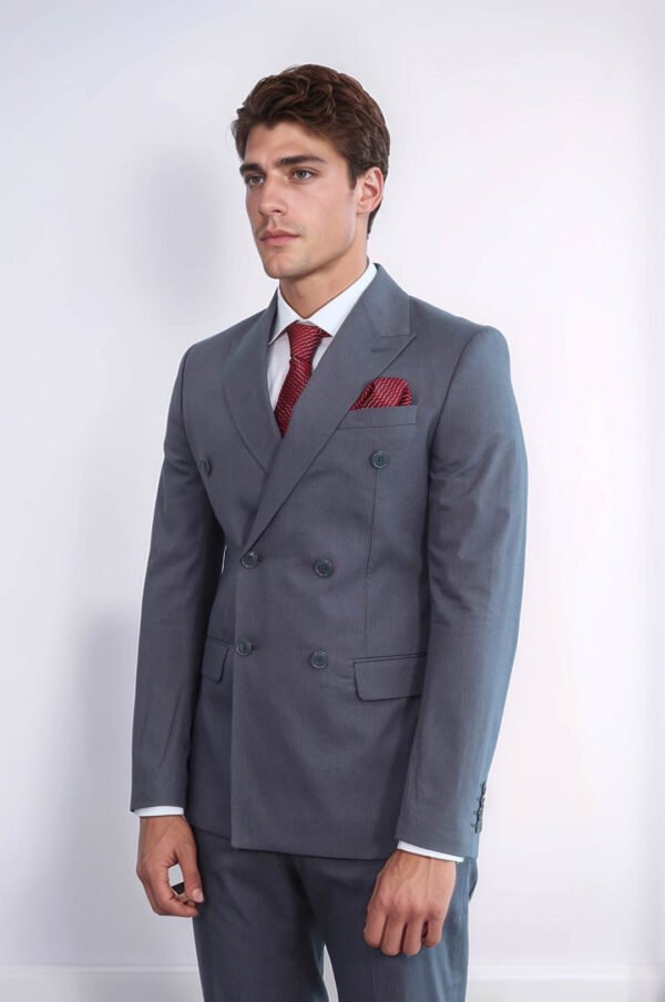 Classic Pinstripe Double Breasted Men's Taupe Suit