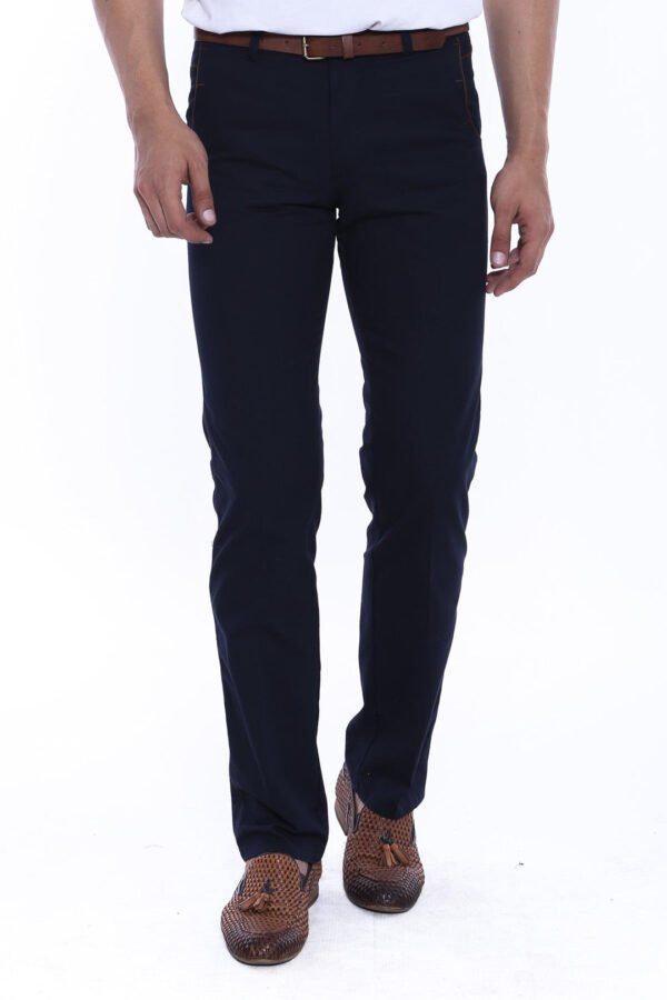Cotton Navy Blue Men Pants