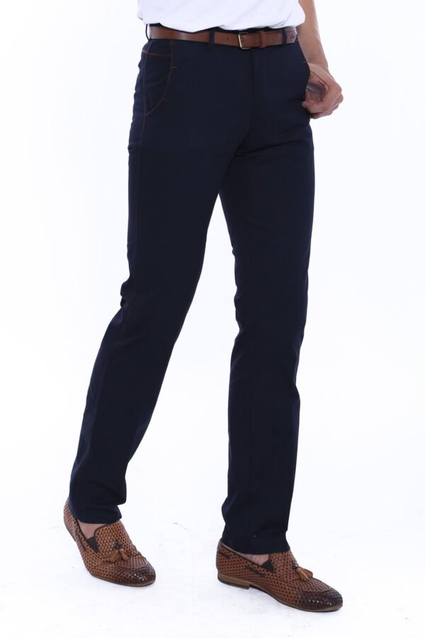 Cotton Navy Blue Men Pants