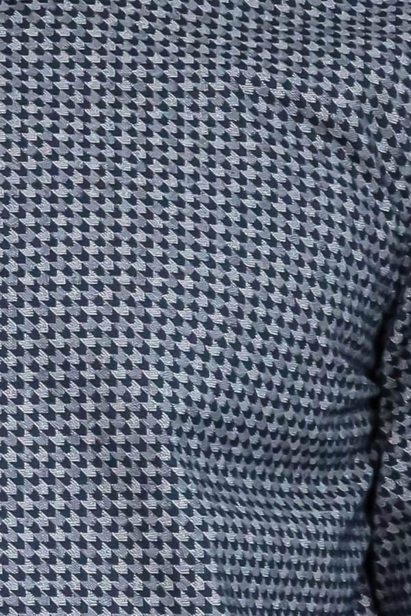 Damask Pattern Slim Fit Long Sleeves Blue Men Shirt