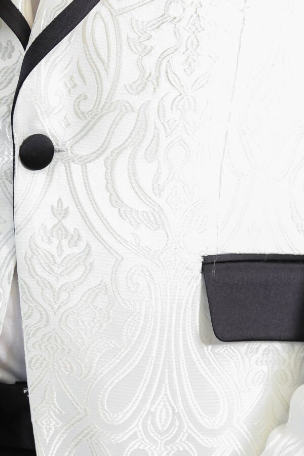 Damask Patterned Shawl Collar White Tuxedo1