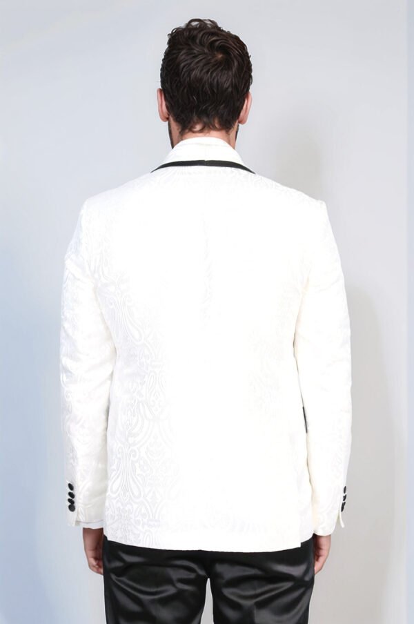 Damask Patterned Shawl Collar White Tuxedo1