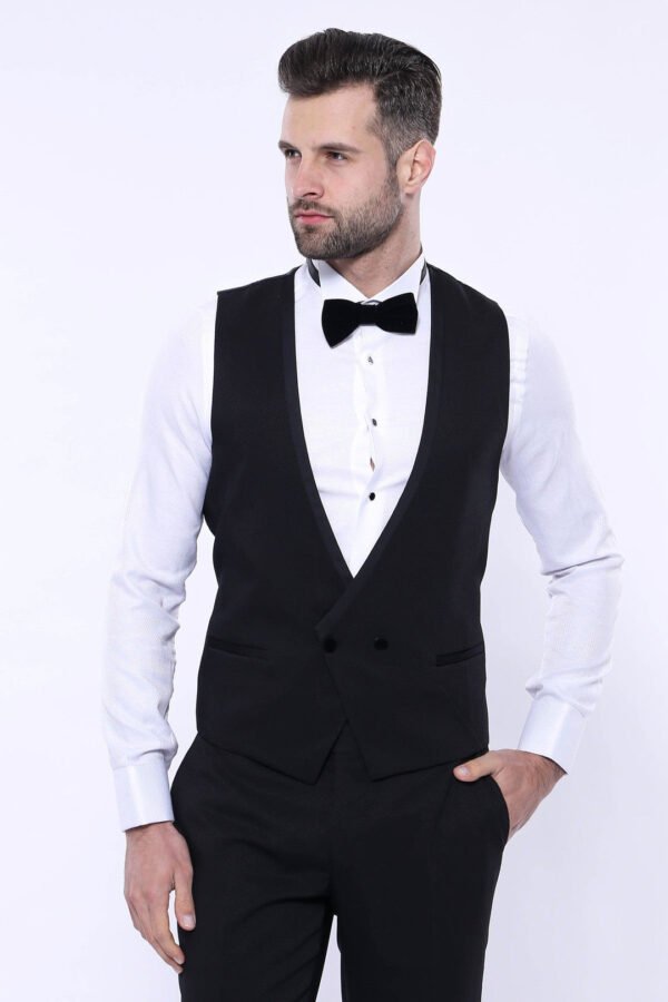 Detachable Velvet Lapel Black Tuxedo