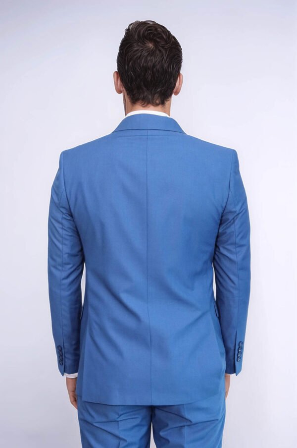 Double Breasted Slim Fit Blue Men Suit