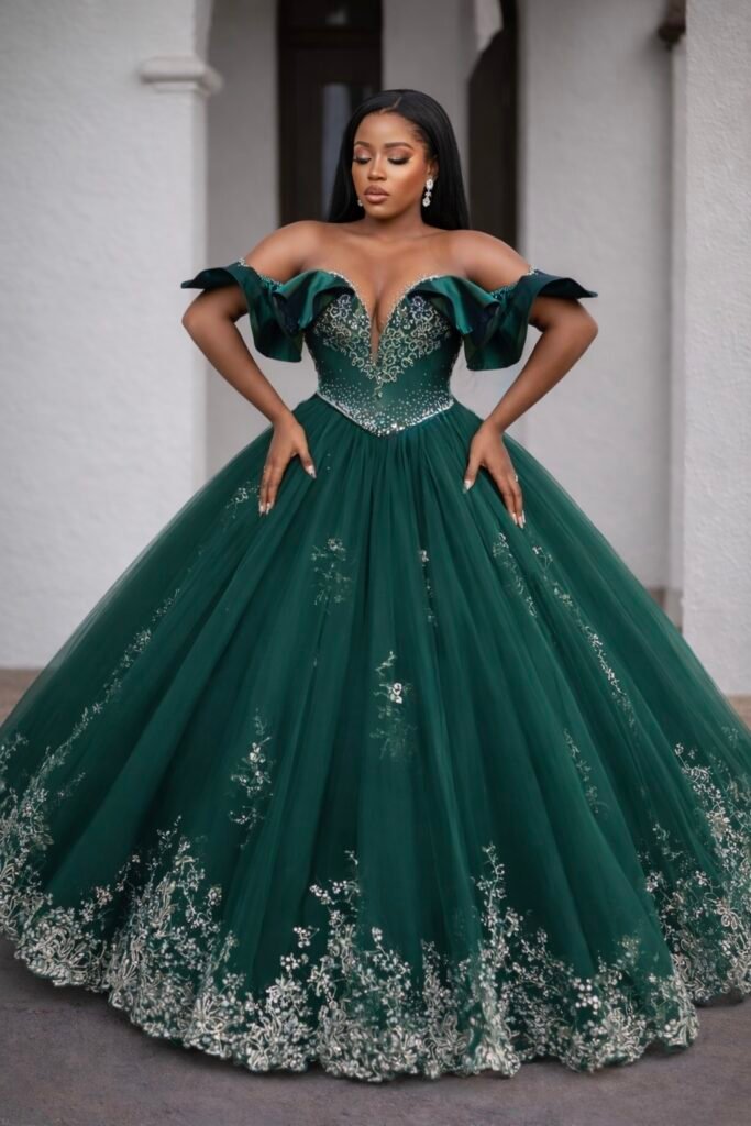 Emerald green prom dress