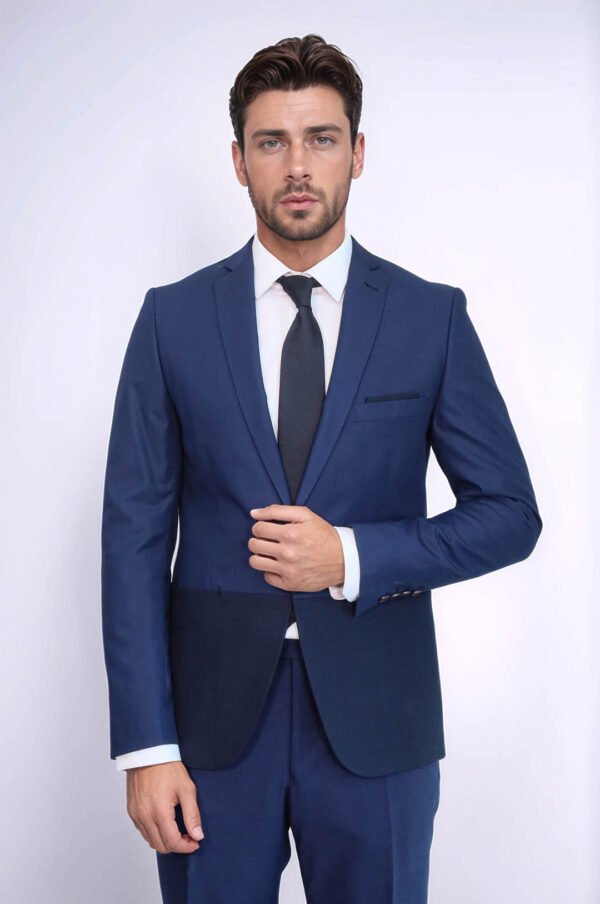 Fragmental Navy Blue Men Suit