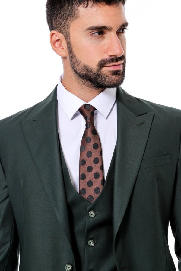 Green Men's Plain Suit with Vest