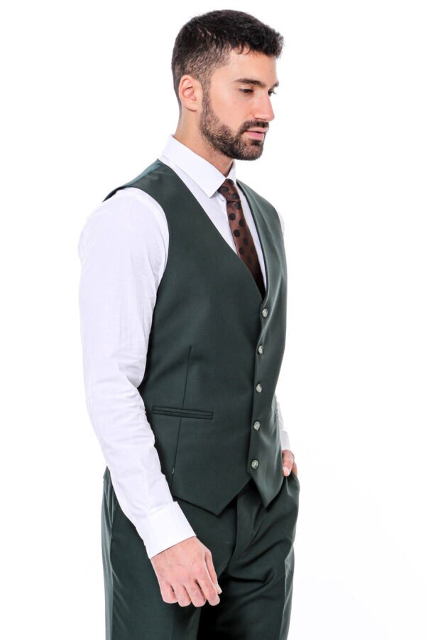 Green Men's Plain Suit with Vest