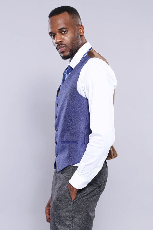 Grey Blue Checked Suit