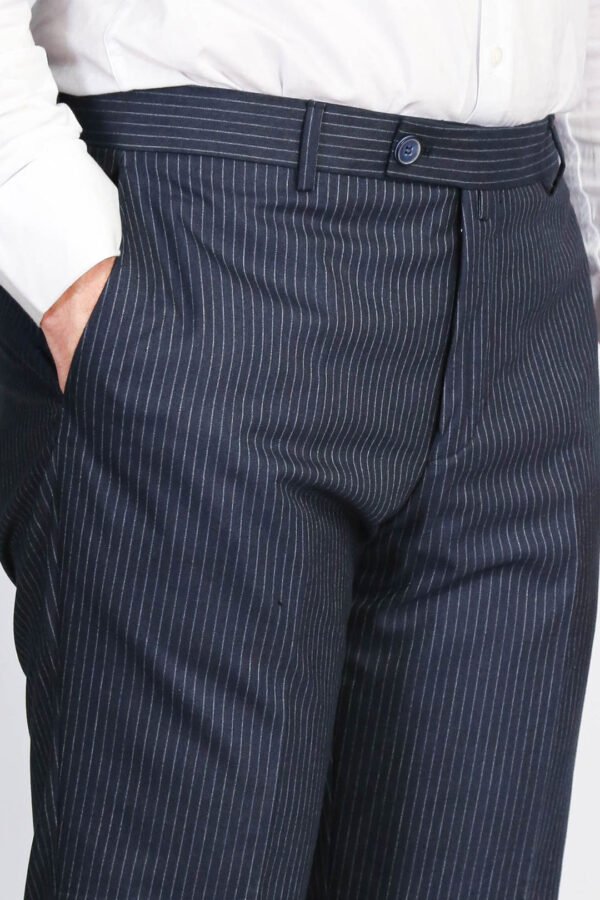 Navy Striped Modern Fit Dress Trousers