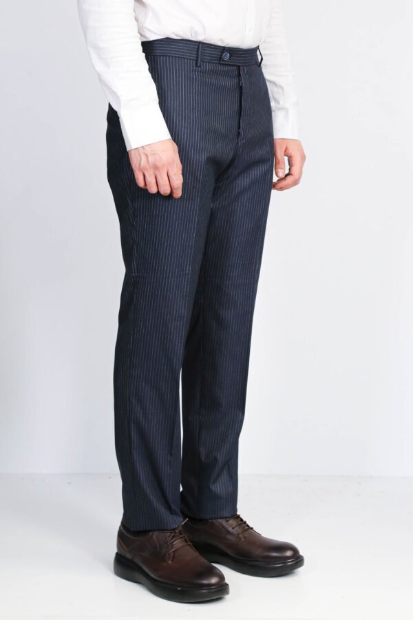 Navy Striped Modern Fit Dress Trousers
