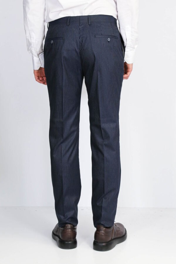 Navy Striped Modern Fit Dress Trousers