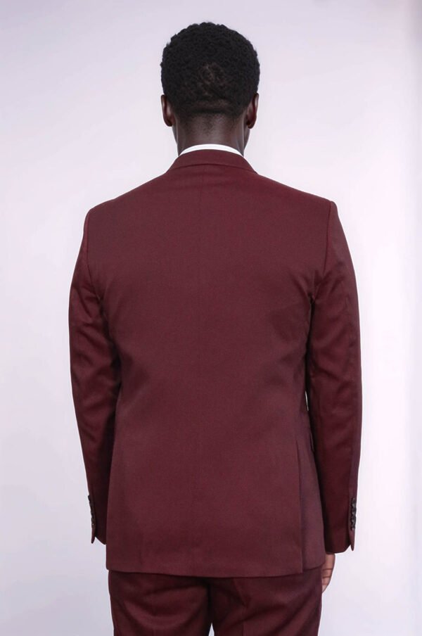 Patterned Claret Red Vested Suit