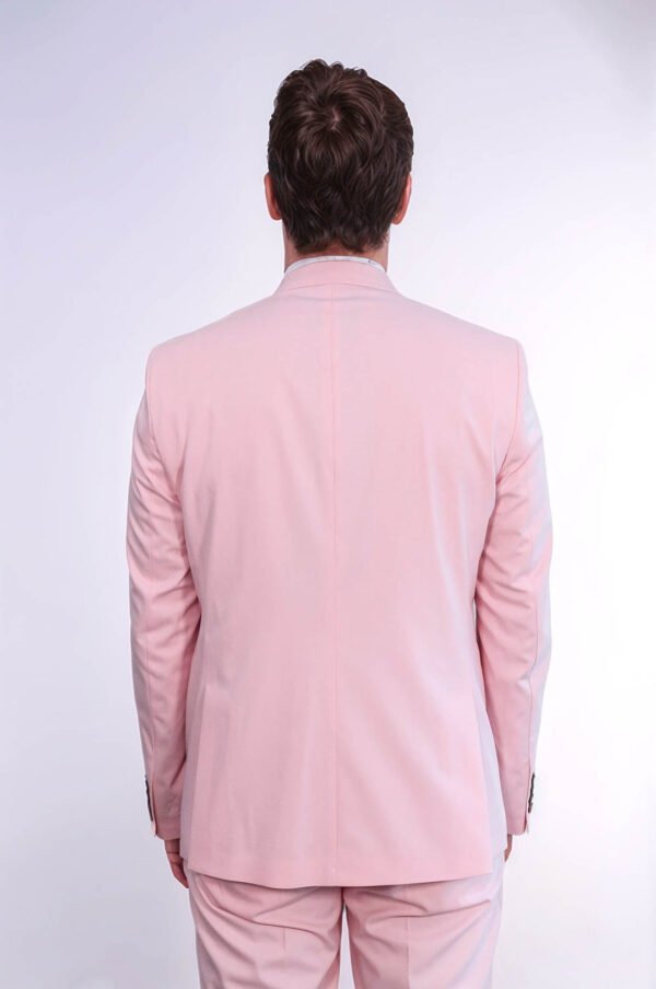 Pink Men's Plain Suit with Vest