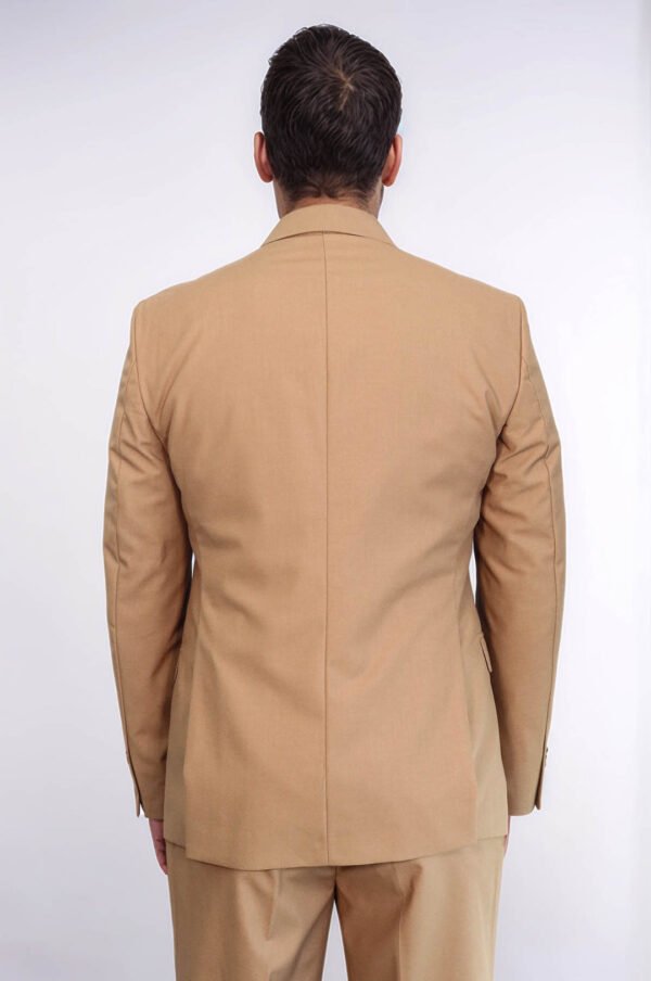 Plain Slim Fit Tan Men Suit